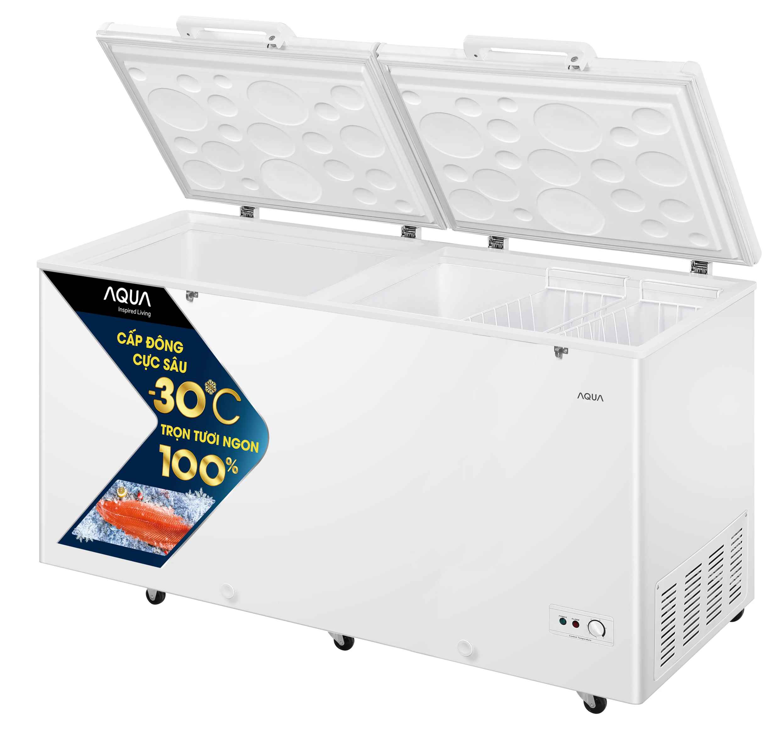 Tủ bảo quản Aqua inverter 365 lít AQF-C5702E, 2 ngăn đông mát, dàn đồng